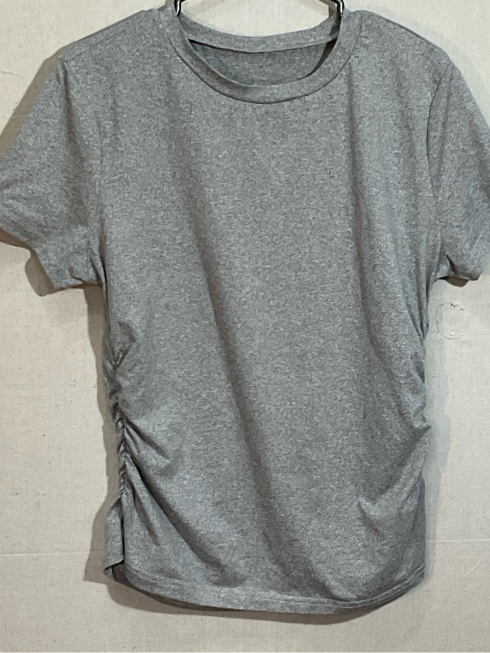 Set Of TWO Side Ruching— short sleeve , slimming, gray medium A+